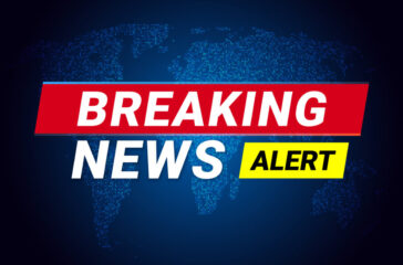 Breaking News television TV screen world map LED lights background vector design