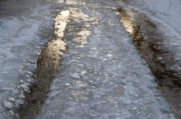 road in the ice in winter
