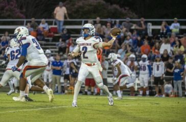 Randleman QB Christian Long 2022 throw at Asheboro