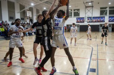 Asheboro boys J Stanback shoots v Ledford Feb2023