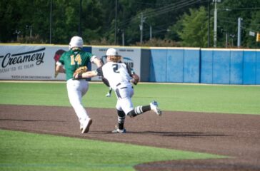 UCA baseball Ben Medinger tags out runner June2023