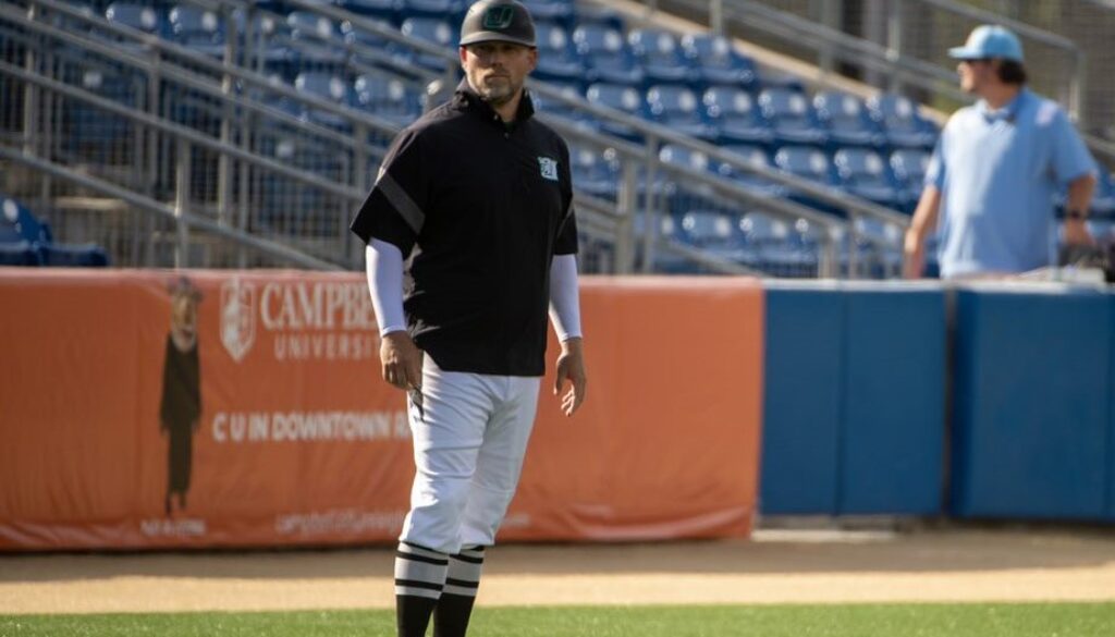 UCA baseball coach Rob Shore in Game 1 of finals2023
