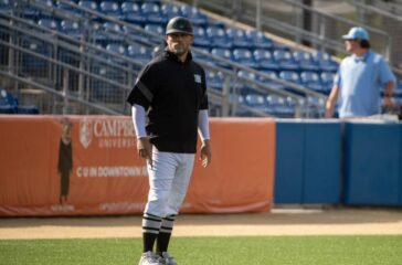 UCA baseball coach Rob Shore in Game 1 of finals2023