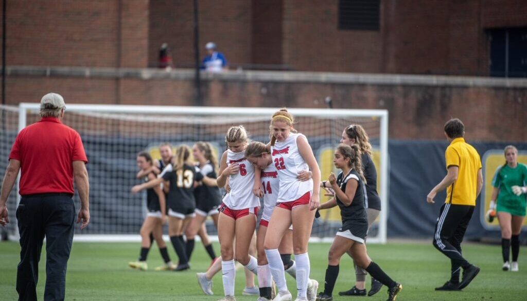 Wheatmore girls soccer trio and coach after 2023 loss