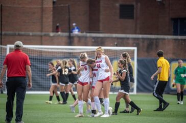 Wheatmore girls soccer trio and coach after 2023 loss