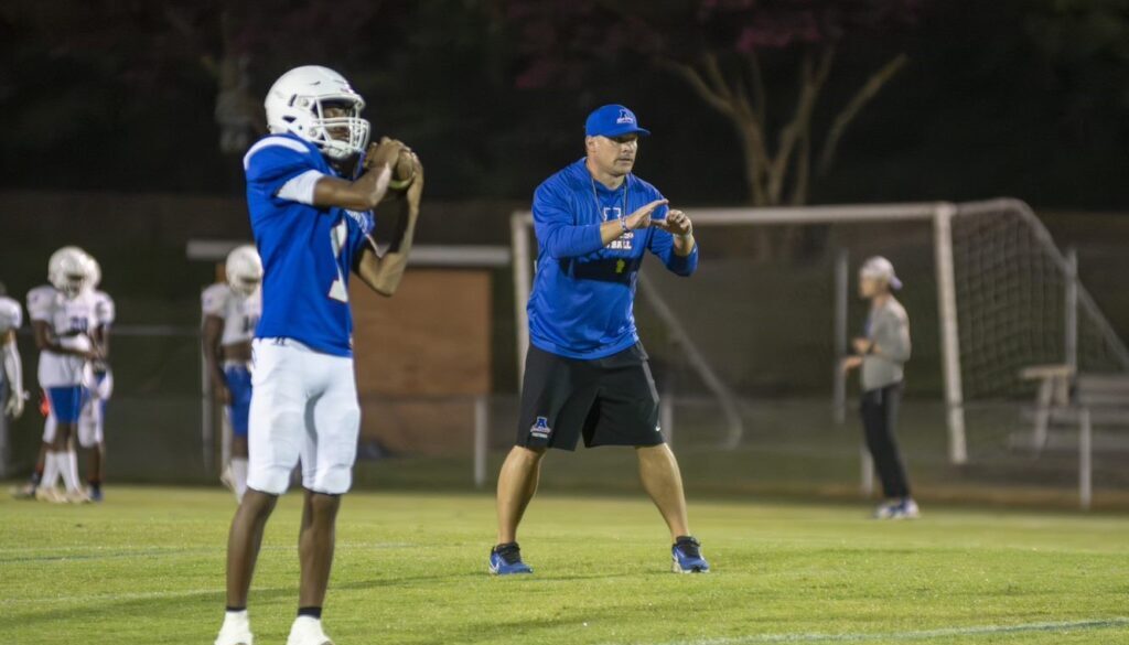 Asheboro football coach Calvin Brown Aug2023 practice
