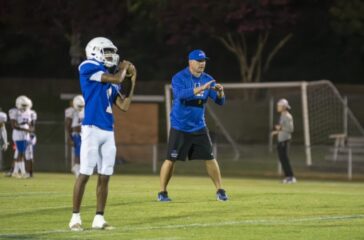 Asheboro football coach Calvin Brown Aug2023 practice