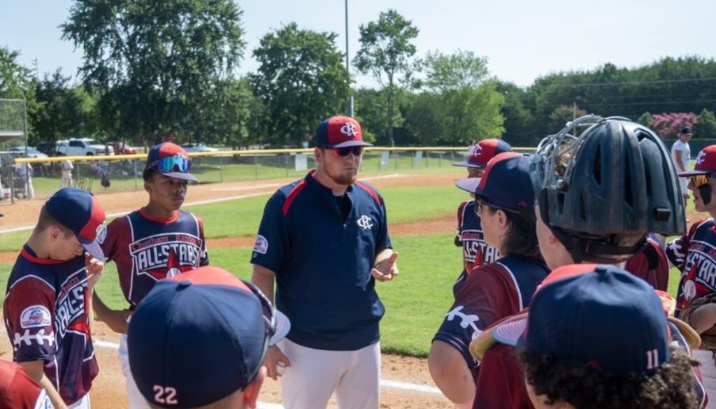 ER baseball new coach Nate Cockman with Pony League Aug2023