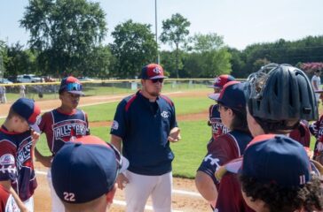 ER baseball new coach Nate Cockman with Pony League Aug2023