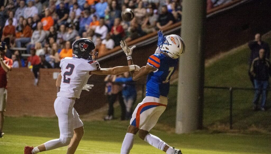 Randleman football Tyshaun Goldston and PG defensive back Jackson Rhyne Oct2023