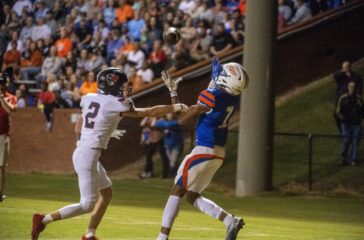 Randleman football Tyshaun Goldston and PG defensive back Jackson Rhyne Oct2023