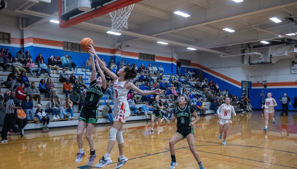 Randleman girls Gracie Beane blocks UCA L Thomas Jan2024