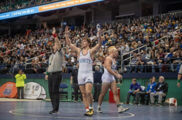 Trinity wrestler Gavin Hardister after state final Feb 17 2024