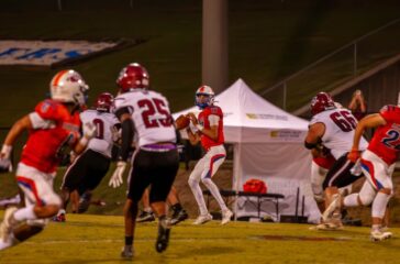 Randleman football John Kirkpatrick throws v Bunker Hill2024