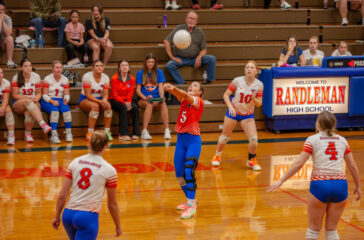 Randleman volleyball No 5 sets the ball Sept2024