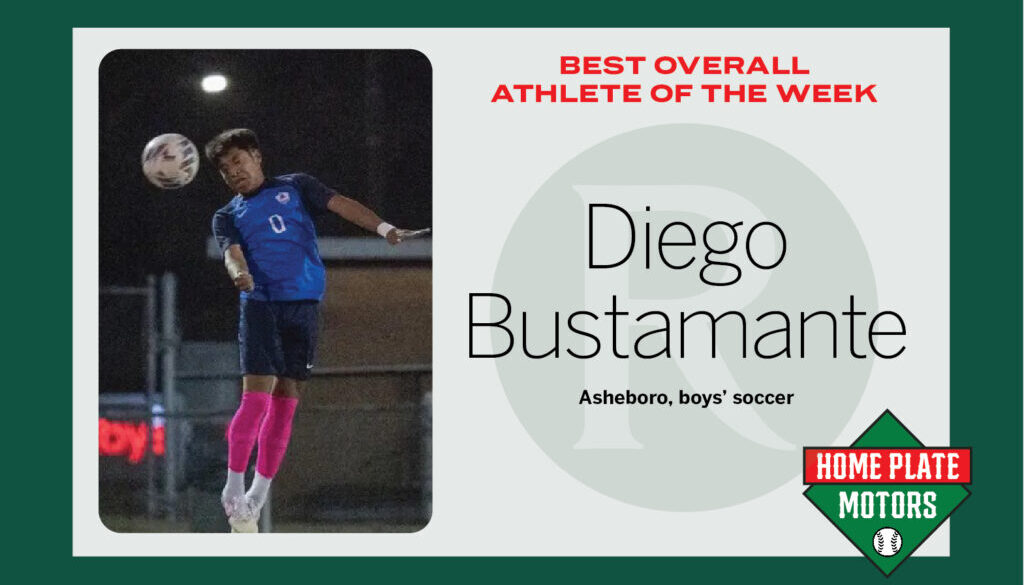 AOTW graphic Diego Bustamante of Asheboro soccer