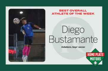 AOTW graphic Diego Bustamante of Asheboro soccer
