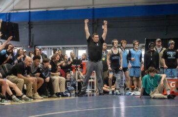 Trinity wrestling happy coach etc from 2024 dual team final