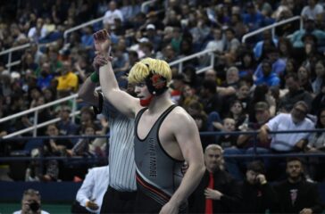 Wheatmore wrestler Dominic Hittepole hand raised at 2025 state final