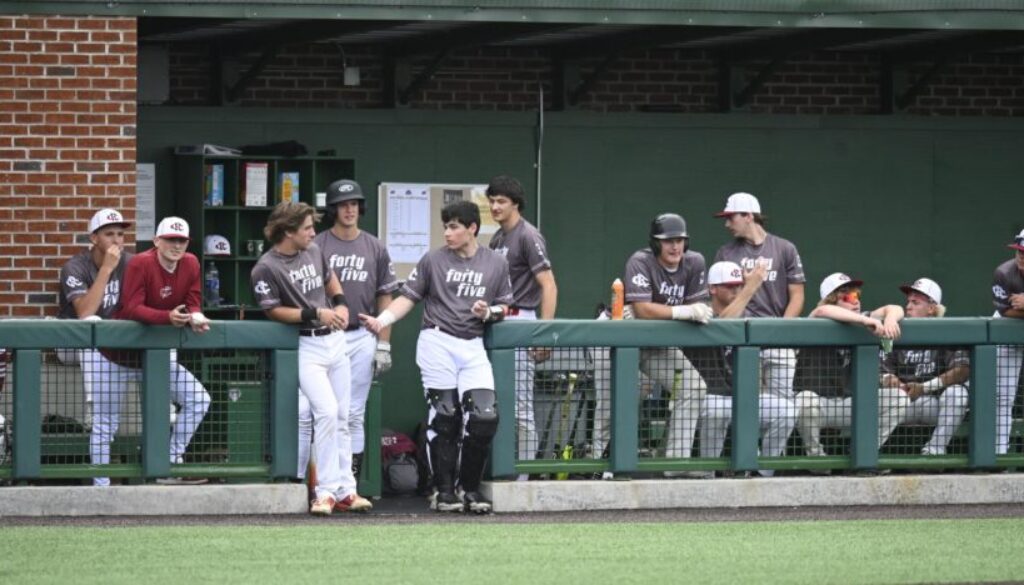Post 45 dugout and players May2025
