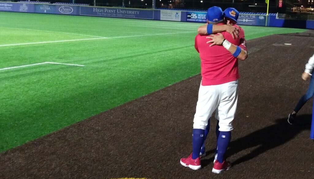 Rockers Aklinski and Keefe hug Oct2025
