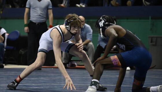 Trinity wrestler Aiden Burkholder in 2025 state final